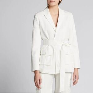 Alice + Olivia White Belted Blazer